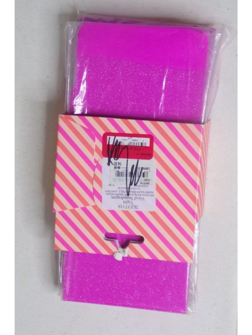 🆕KATE SPADE Tights Pantyhose Vivid Snapdragon Sparkle Pink Small/Medium